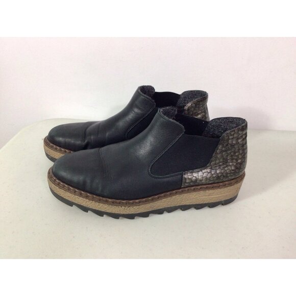 Rieker Leather Platform Ankle Boots Womens 41 - Picture 7 of 7